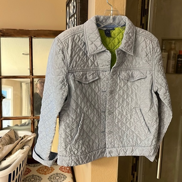 Bushwacker ice blue silk blend quilted jean jacket styled vintage - Picture 1 of 3